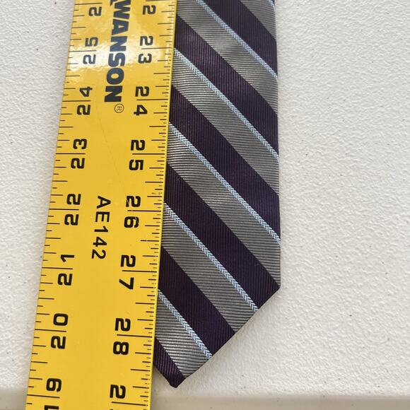 Brooks Brothers Necktie Men's Purple Grey White Striped Diagonal - Picture 9 of 10